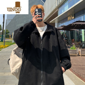 YANXU男士外套潮牌男痞帅感绒夹克港风百搭潮流休闲棒球服