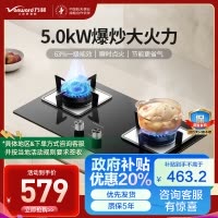 万和(Vanward)天然气燃气灶具煤气炉双灶嵌入式家用5.0kW大火力内直外旋火设计63%一级能效JZT-B6L60