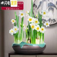 三维工匠新中式禅意铜钱水仙花专用水培花盆载植物好养创意陶瓷室内 哥窑绿惊涛骇浪(大)水培花盆(不含水仙) 20-花盆容器