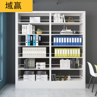 域赢钢制书架可调节架子学校图书馆书店书籍室阅览室双面书架资料货架一列二组六层
