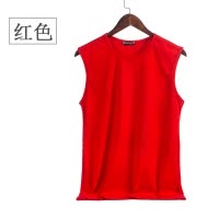 SUNTEK本命年红色背心男棉宽肩圆领修身青年弹力运动健身无袖打底衫夏马甲/背心