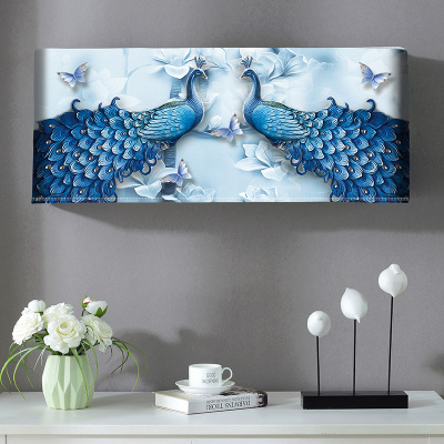 幸福派 挂机空调罩格力美的海尔挂机空调防尘罩开机不取卧室1.5P匹挂式2P空调罩 4031双蓝孔雀 80*20*35cm