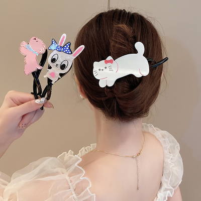 卡通猫咪发夹女后脑勺盘发抓夹一字夹头饰2024新款高级感发卡扭夹送女朋友老婆情人节七夕生日礼物