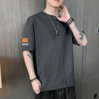 夏季新款男士短袖T恤落肩上衣宽松休闲纯棉印花韩版潮流半袖