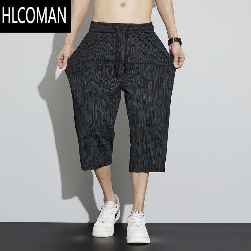HLCOMAN冰丝7分短裤男士2025夏季超薄宽松运动速干七八6分休闲过膝马裤子