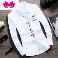 七斓冬季黑色长袖衬衫男士韩版修身衬衣潮牌保暖痞帅男生打底寸衫外套