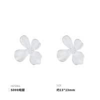 999纯银栀子花耳钉女耳环耳饰精致小巧简约2025年新礼物潮