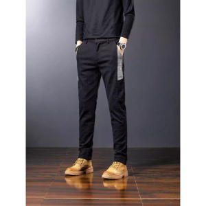 商务休闲裤男秋季时尚潮流拼接韩版直筒修身西裤