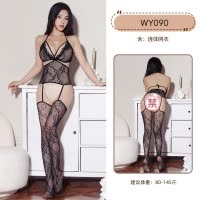 九里晴川WY090无裆花纹连体网衣申深V性感成熟蕾丝镂空吊带连体衣 九里晴川WY090[无裆花纹连体网衣] 均码