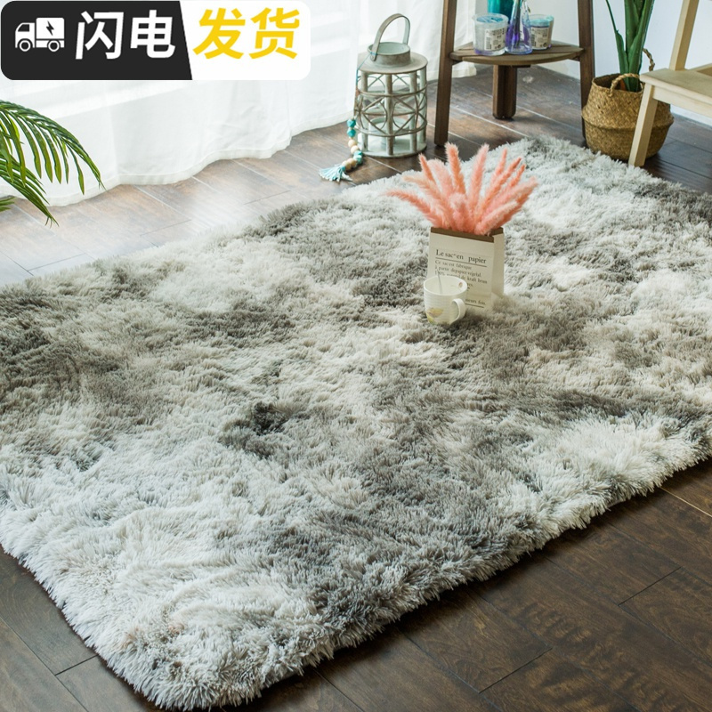 三维工匠杂色扎染渐变地毯客厅茶几垫网红长毛可水洗满铺卧室 现代北欧ins