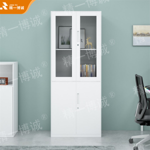 精一博诚钢制纯白窄边大器械柜文件柜铁皮柜办公档案资料柜带锁财务凭证柜