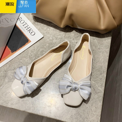 聚范仙女风单鞋女2021年夏季新款蝴蝶结奶奶鞋懒人一脚蹬豆豆鞋工作鞋