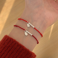 s925纯银碎银子红绳手链女生本命年送闺蜜手饰新年手绳高级感送女朋友老婆情人节七夕生日礼物