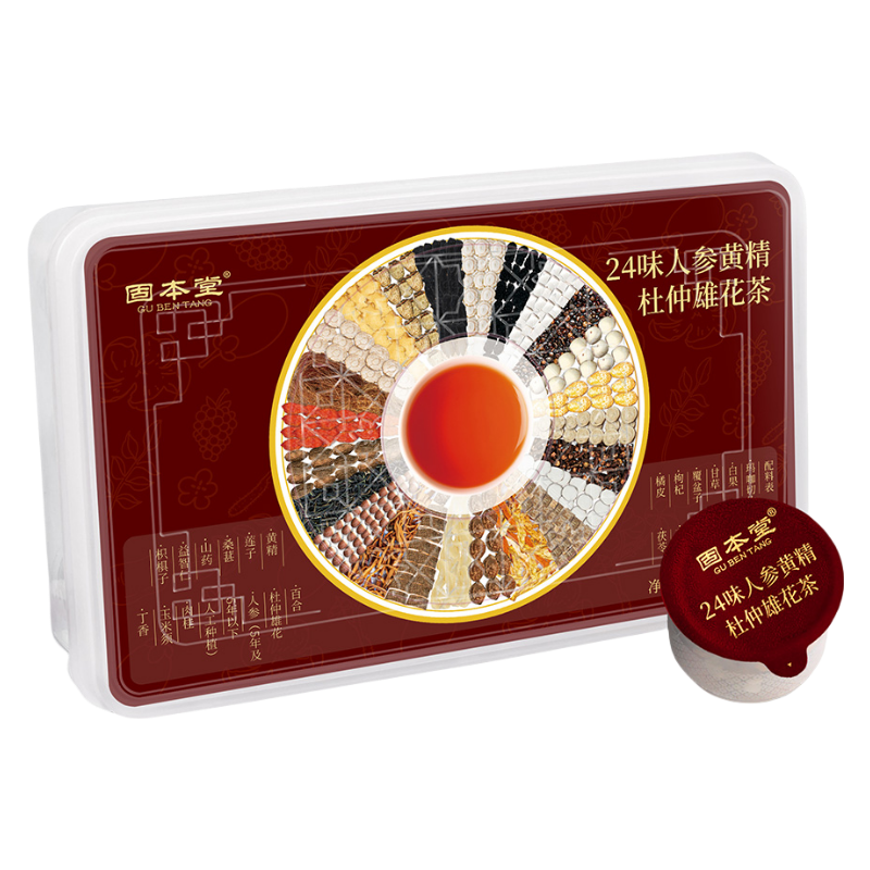 固本堂二十四味人参黄精杜仲雄花茶500克