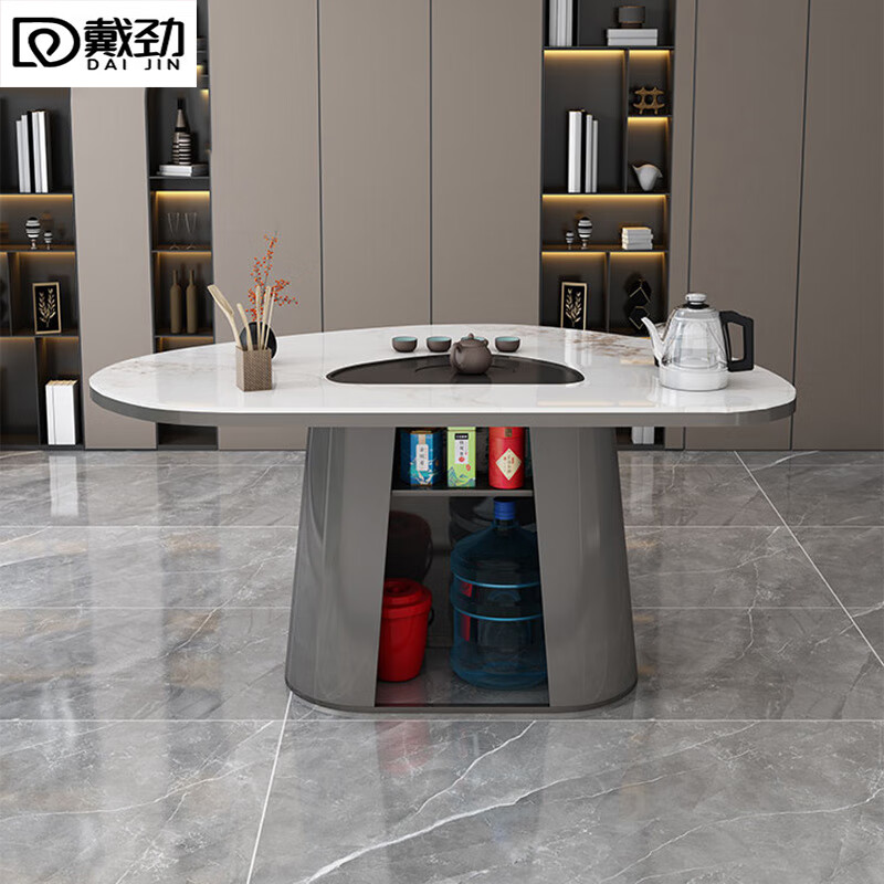 戴劲岩板茶桌椅组合现代家用阳台简约茶桌办公室泡茶桌1.4岩板茶桌-单桌