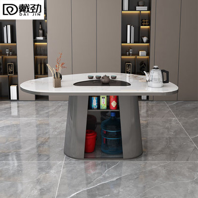 戴劲岩板茶桌椅组合现代家用阳台简约茶桌办公室泡茶桌1.4岩板茶桌-单桌