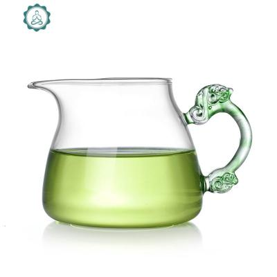 加厚玻璃公道杯耐热泡茶分茶器茶海功夫茶具大号公杯防爆封后绿龙大三角500（加厚）