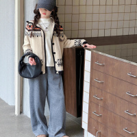 女童针织开衫秋季新款洋气女大童韩版连帽上衣儿童毛衣外套潮