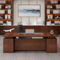 域赢老板桌董事长办公桌实木贴皮经理桌大班台2.2米含侧柜