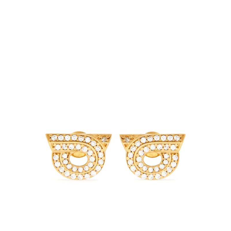 Ferragamo女款施华洛世奇仿钻金属耳环时尚百搭饰品