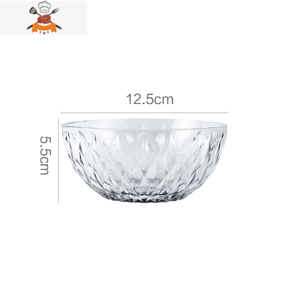透明玻璃碗家用水果沙拉碗单个学生泡面碗圆形创意耐热碗大号餐具 敬平