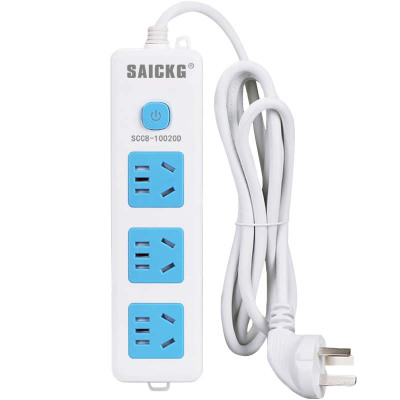SAICKG SCC8-10020D 三位5孔 1.8M 2500W 插排(单位:个)蓝白