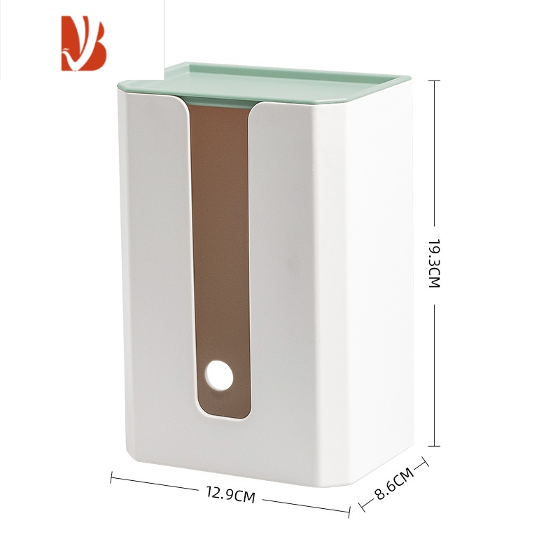 三维工匠纸巾盒壁挂家用式洗脸巾收纳盒创意抽纸盒厨房挂壁纸巾厕所客厅 白色-绿色盖(加厚材质)