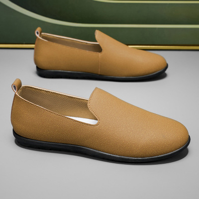 春秋新款纯色风百搭个性男士豆豆鞋透气休闲上班通勤懒人鞋