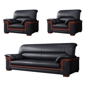 易企采 商务接待会客办公沙发 单+单+三人位加厚耐磨西皮 单位:套