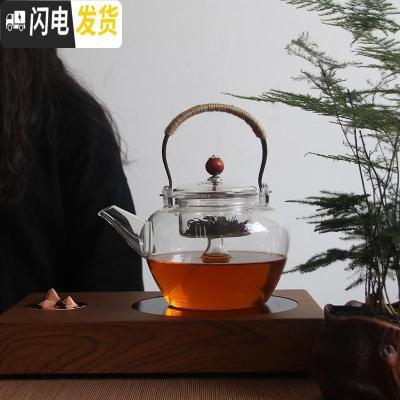 三维工匠可高温玻璃煮茶壶大容量蒸汽壶一壶两用烧水壶家用单壶提梁泡茶壶 观山电陶炉+胖将军+双内胆茶具