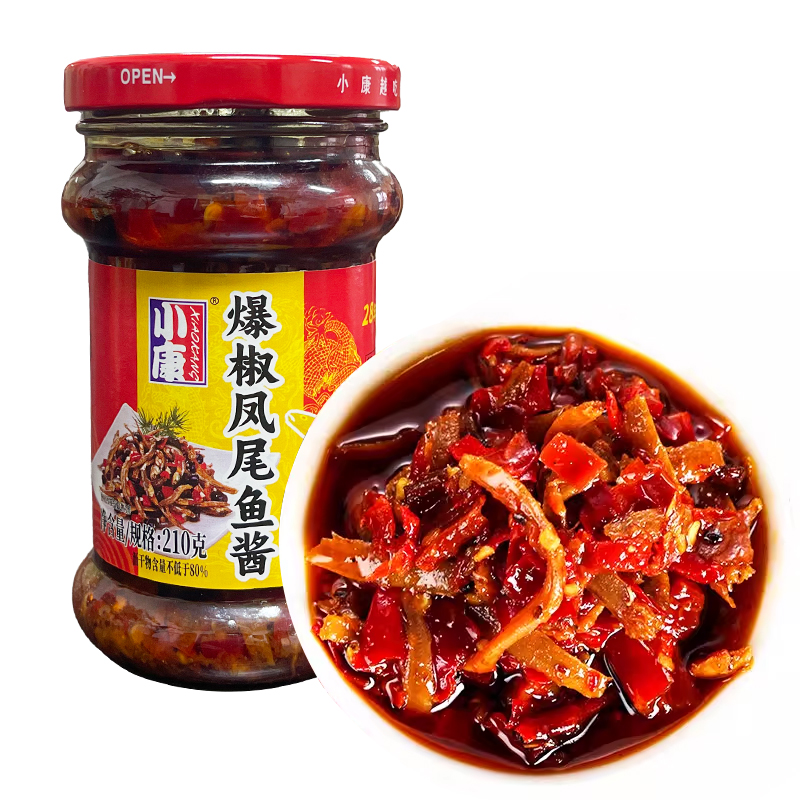 小康(XIAOKANG) 爆椒凤wei尾鱼酱210克/瓶 辣椒酱佐餐下饭酱拌米饭拌面火锅蘸酱