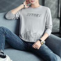 男装长袖T恤秋季新款港风潮牌纯棉圆领打底衫男学生修身秋衣