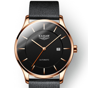 卡梭(KASSAW)手表男女自动机械表皮带日历防水潮流男表ins风简约女表时尚商务休闲腕表情侣表K863GL