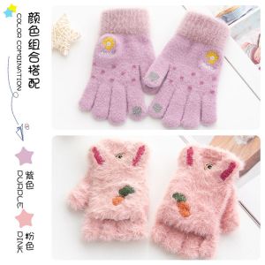 儿童手套冬季保暖女童可爱加绒加厚公主分指五指小学生写字少女孩