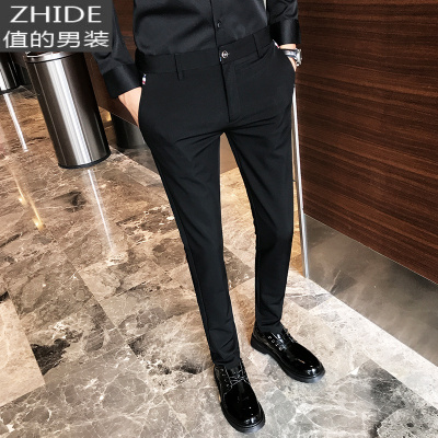 SUNTEK春秋款修身小脚裤男百搭英伦长裤商务休闲裤子西裤男韩版潮流正装西裤