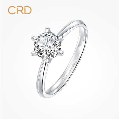 CRD克徕帝铂金钻戒女可定制裸钻铂金钻石婚戒六爪钻石戒指女传承系列铂金30分F-G色/SI