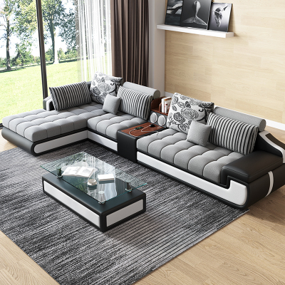 居北欧布艺沙发组合现代简约可拆洗客厅整装大小户型转角皮布沙发组合
