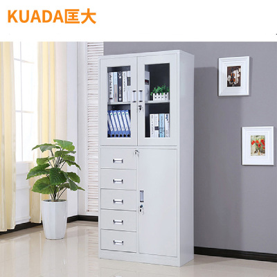 匡大铁皮文件柜办公档案柜偏五斗玻璃钢柜