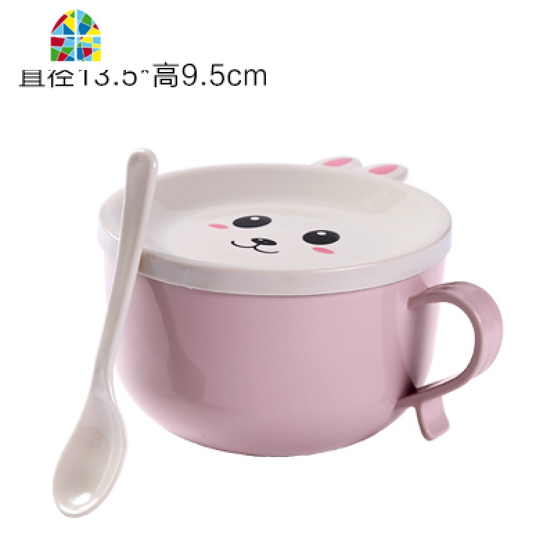 带盖大号卡通可爱泡面碗学生便当盒方便面套装防烫大容量宿舍饭碗 FENGHOU 蓝色168g