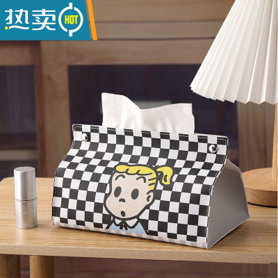 敬平万柿如意纸巾盒家用客厅抽纸盒多功能收纳餐巾纸盒简约现代纸抽盒 黑色女孩[普通材料]