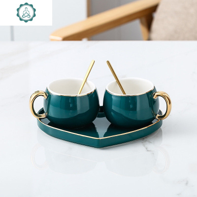 情侣杯子一对马克杯带盖勺陶瓷杯办公司咖啡杯男女家用牛奶早餐杯封后