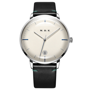 M.B.K欧美品牌手表商务全自动机械表 男士防水简约时尚镂空钢带机械手表皮带男表带日历款M1008G-1