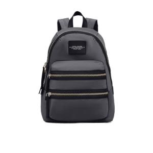 MARC JACOBS拉链双肩包女款尼龙织物中长款可调肩带顶置拉链主夹层正面口袋 黑色