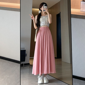 半身裙女2026新款夏季薄款高腰a字显瘦伞裙百褶长裙小个子山本裙