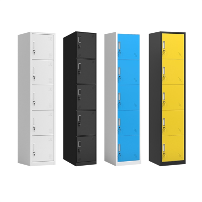 易企采 彩色员工单五门更衣柜铁皮储物柜带锁钢制单人收纳柜家用简易铁衣柜