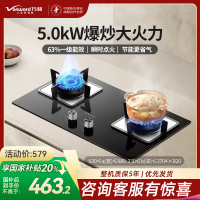 万和(Vanward)天然气燃气灶具煤气炉双灶嵌入式家用5.0kW大火力内直外旋火设计63%一级能效JZT-B6L60