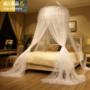 ins蚊帐家用少女心卧室公主风2米床幔免打孔纱幔床纱吊顶北欧网红 三维工匠