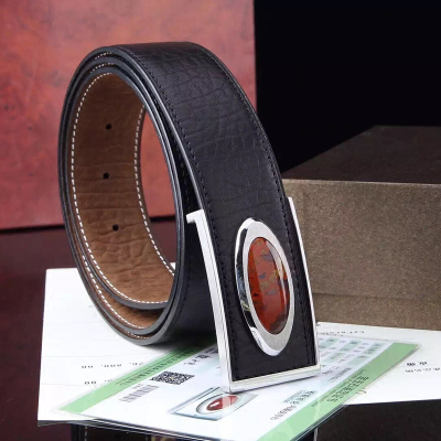 赫泽琼斯HEZZJONES皮带男战国红宝石腰带进口纯牛皮真皮潮男商务裤带收藏品奢侈品皮带黑色