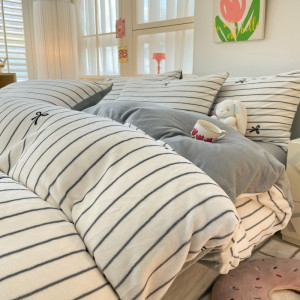 冬季加厚牛奶绒床上四件套新款加绒珊瑚绒床单被套床品三件套