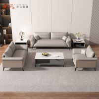 质凡 轻奢简约办公沙发接待会客沙发 牛皮双人位